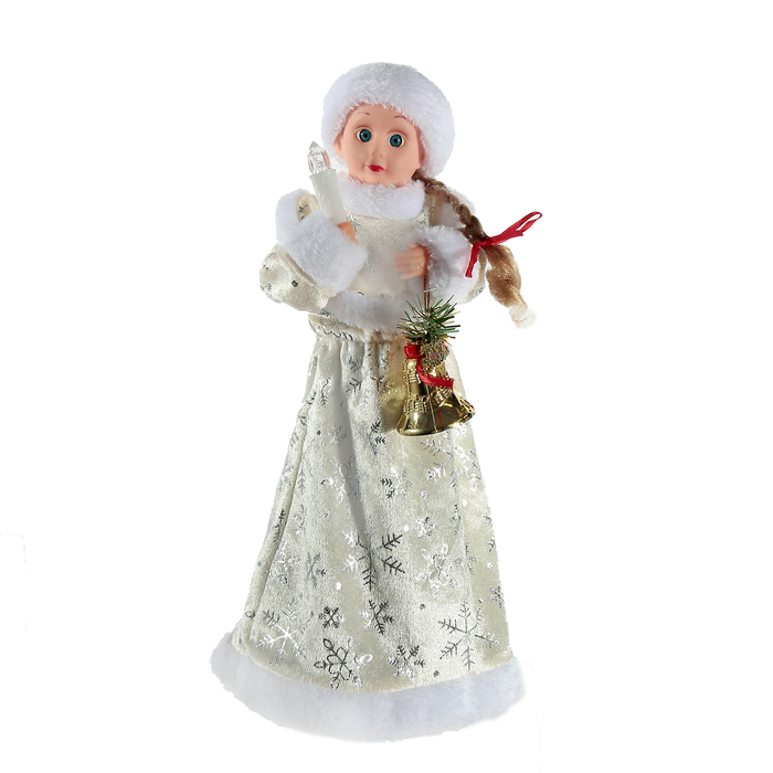 Снегурочка 36 см с колокольчиком белая (рус мел)