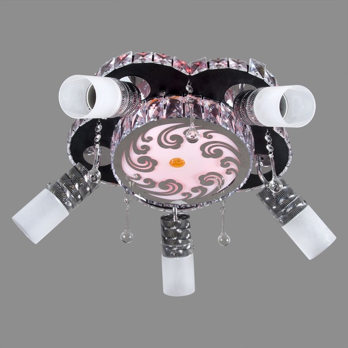 Люстра с ПДУ "Космос" 5x40Вт E27 черный-хром 65х65х21см.