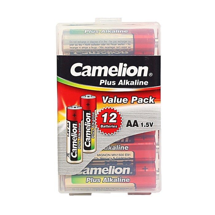 Батарейка алкалиновая Camelion LR6-12BOX (LR6-PBH12), 1.5В, бокс, 12 шт.