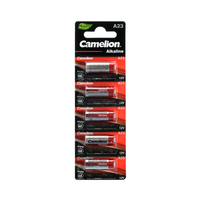 Батарейка алкалиновая Camelion Mercury Free, A23 (MN21, LR23A, LRV08)-5BL, 12В,блистер,5 шт.