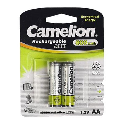 Аккумулятор Camelion, Ni-Cd, AA, KR6-2BL (NC-AA800BP2), 1.2В, 800 мАч, блистер, 2 шт. - Фото 1
