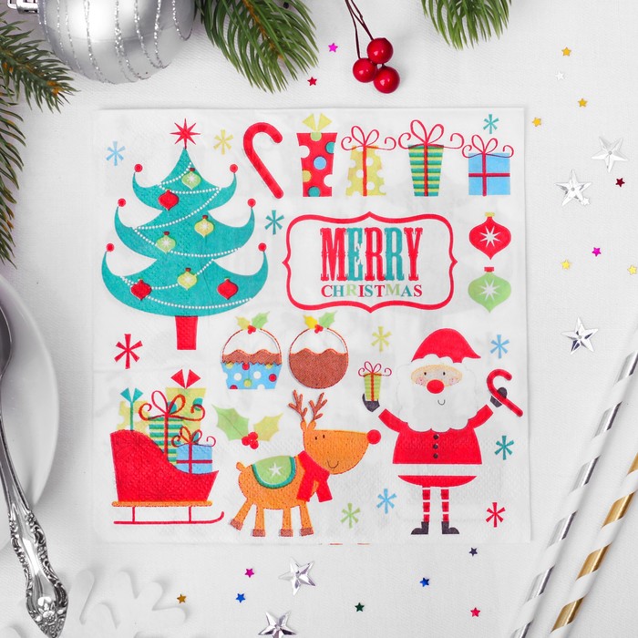 Салфетки бумажные "Счастливый Новый Год" (набор 20 шт) 33*33 см