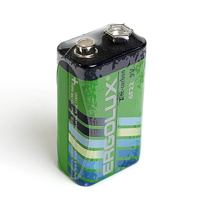 Батарейка солевая Ergolux 6F22-1S (6F22SR1), 9В, крона, спайка, 1 шт.