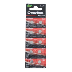 Батарейка алкалиновая Camelion Mercury Free, AG5 (393, LR754)-10BL, 1.5В, блистер, 10 шт. от Сима-ленд