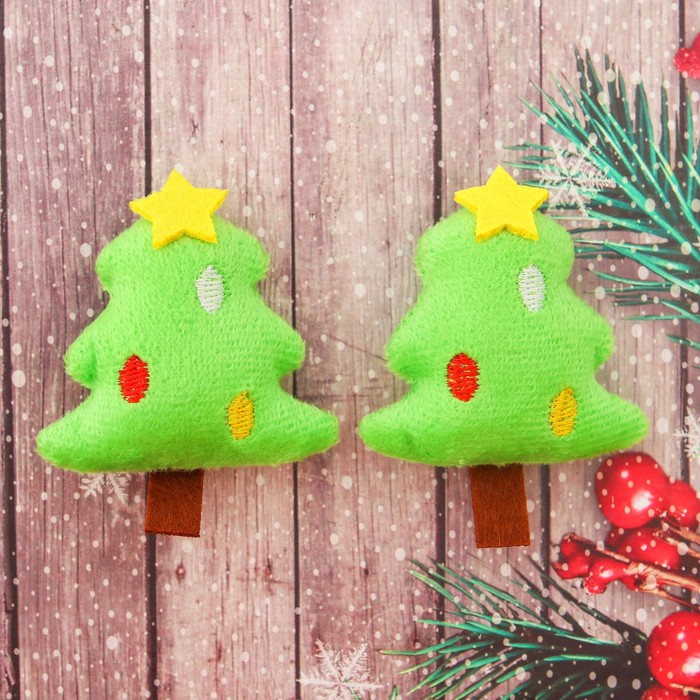 Декор для творчества - мягкая игрушка "Елочка" размер 1 шт 7*5,5*2 см, набор 2 шт