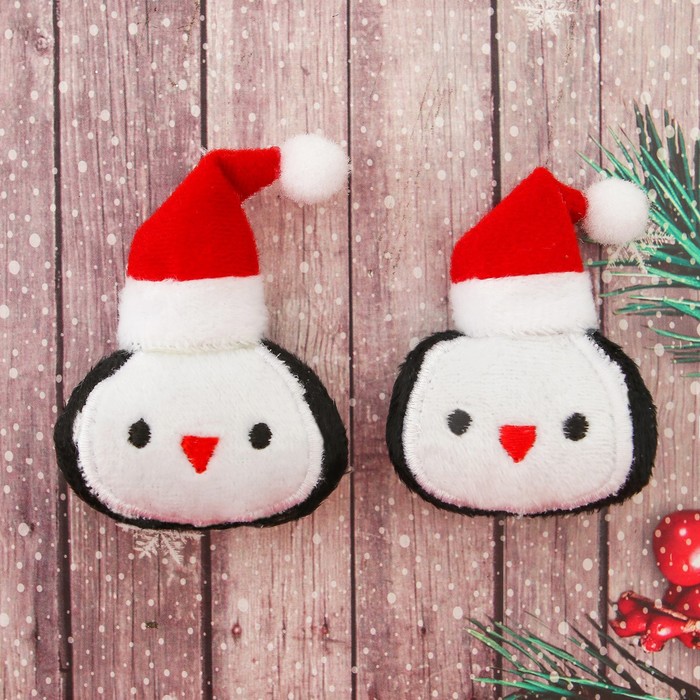 Декор для творчества - мягкая игрушка "Пингвин в шапочке" размер 1 шт 6,5*58*2, набор 2 шт