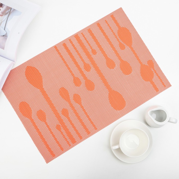 Салфетка кухонная "Ложки" 45х30 см, цвет красный