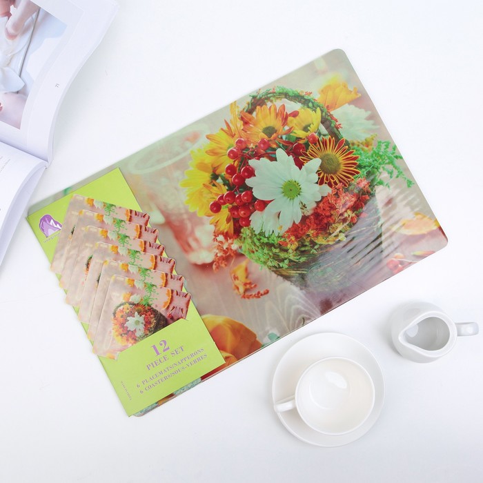 Набор салфеток кухонных "Корзинка" 6 шт - 42х27 см, 6 шт - 10х10 см