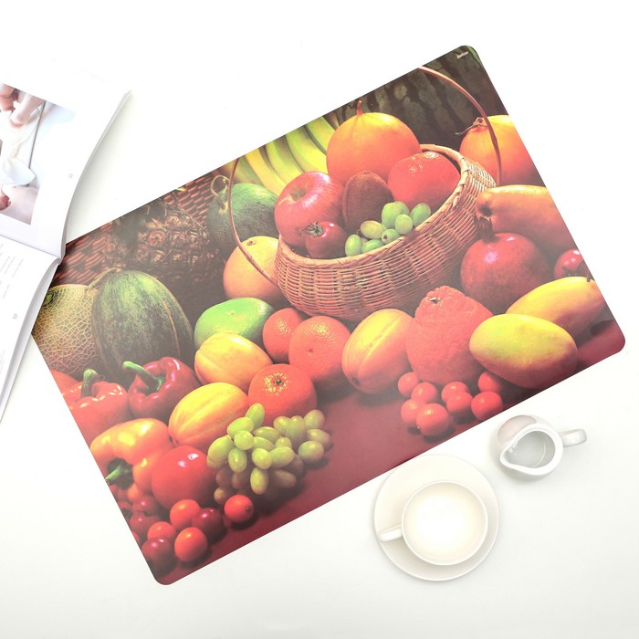 Салфетка кухонная "Фруктовый рай" 56х37 см, рисунок МИКС