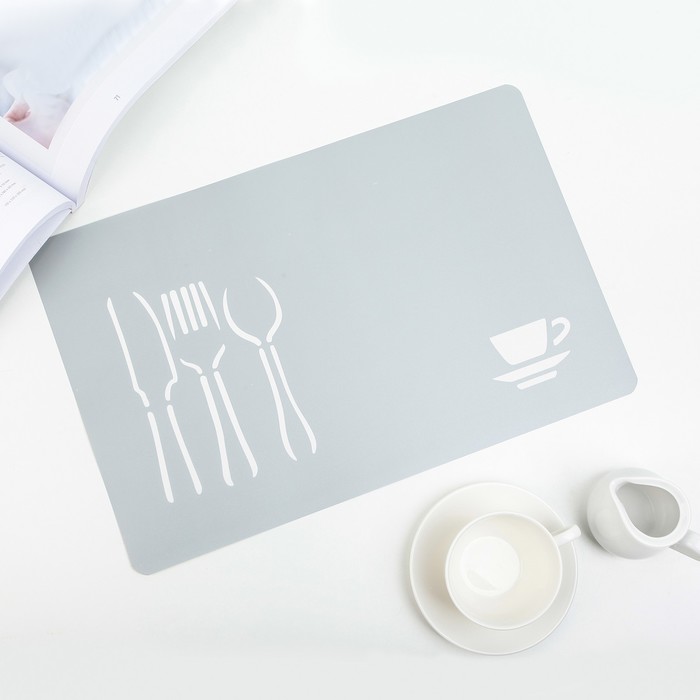 Салфетка кухонная "Приборы" 42х28 см, цвет серый