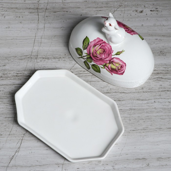 Масленка "Поросенок", рифленая, цветы