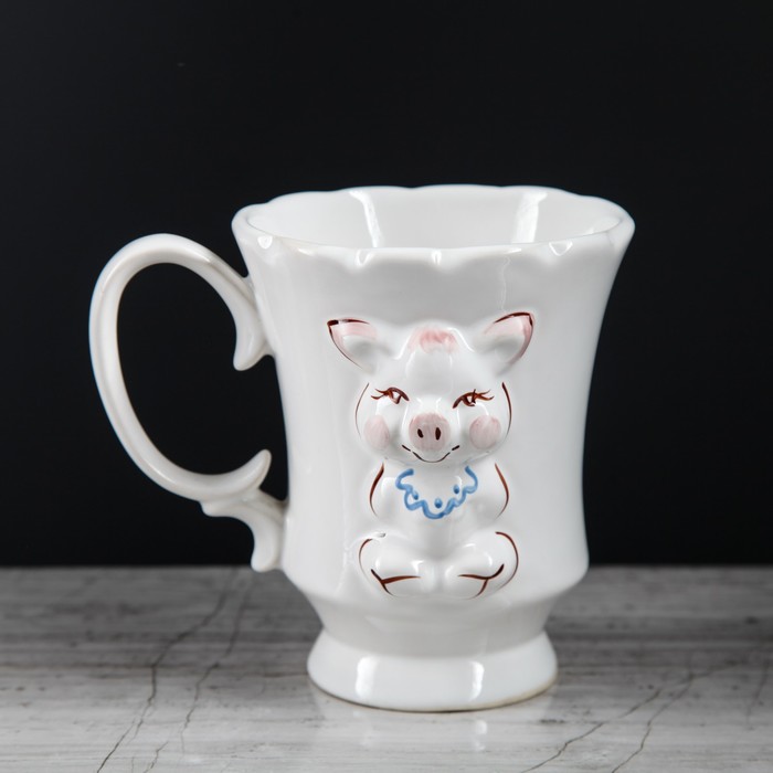 Кружка "Свинка" лепка, 0,35 л
