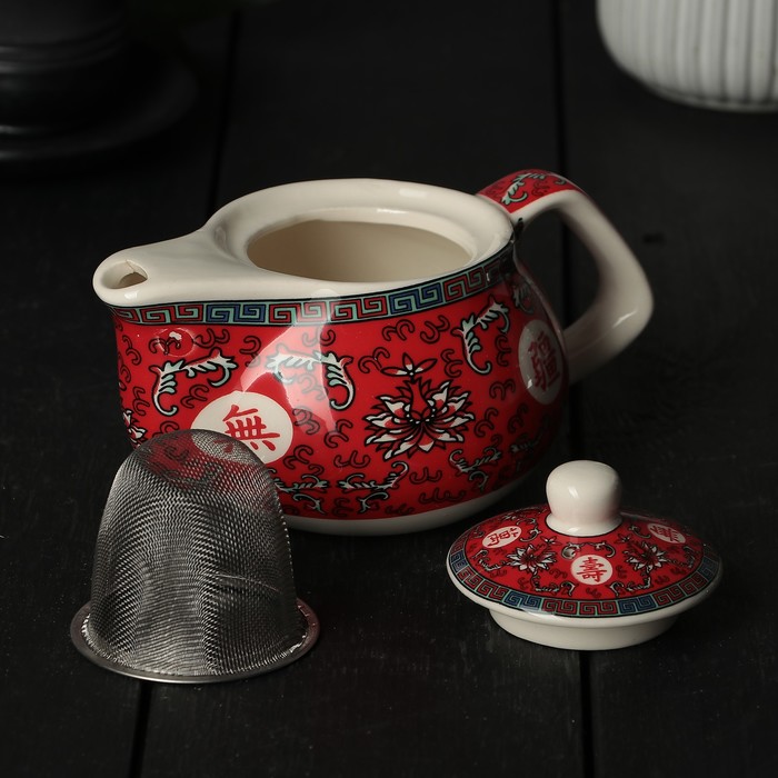 Чайник заварочный 200 мл "Лотос", с металлическим ситом, цвет красный