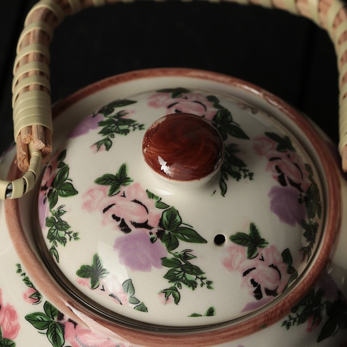 Чайник заварочный 600 мл "Розовый букет", с металлическим ситом