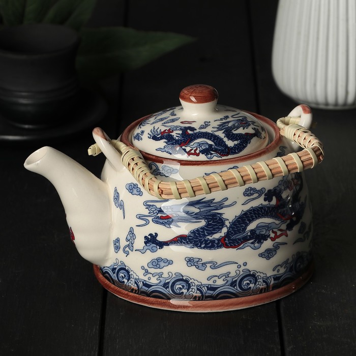 Чайник заварочный 600 мл "Синий дракон", с металлическим ситом