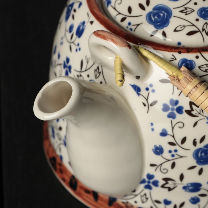 Чайник заварочный 900 мл "Виньетки", с металлическим ситом, цвет синий