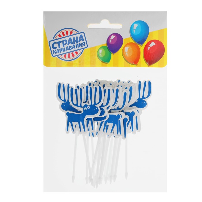 Шпажки для канапе "Лось" цвет синий (набор 20 шт)