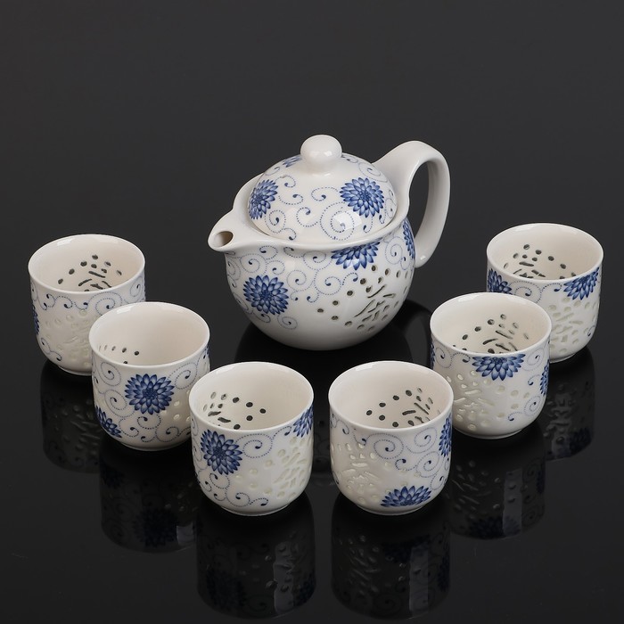 Набор для чайной церемонии "Узор", 7 предметов: чайник 400 мл, 6 чашек 80 мл