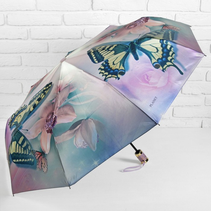 Зонт автоматический "Бабочки", R=51см, цвет сиреневый