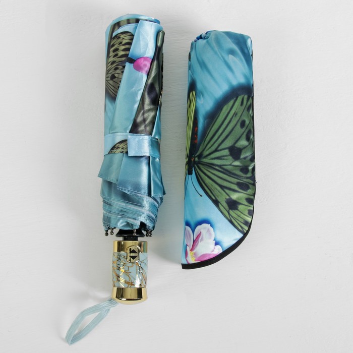 Зонт автоматический "Бабочки", R=51см, цвет голубой