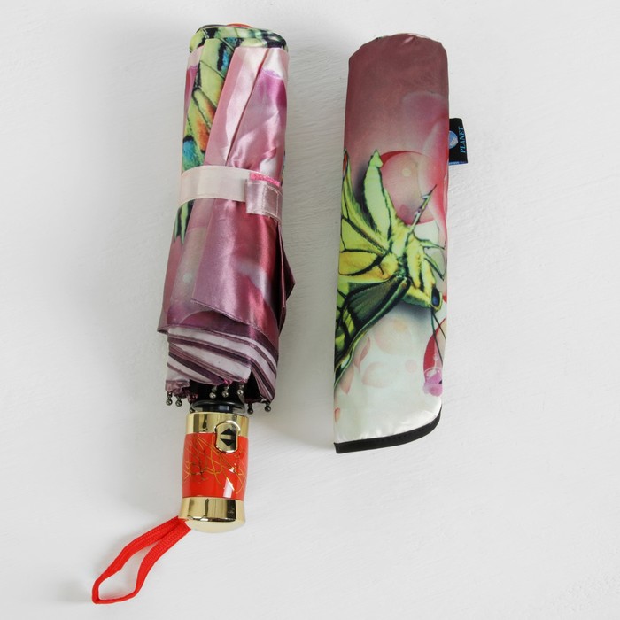 Зонт автоматический "Бабочки", R=51см, цвет розовый