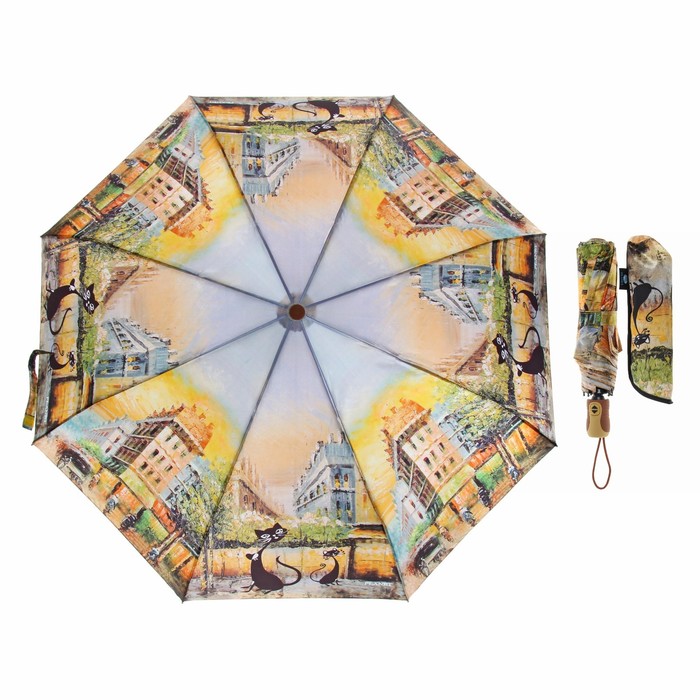 Зонт автоматический "Кошки", R=50см, разноцветный