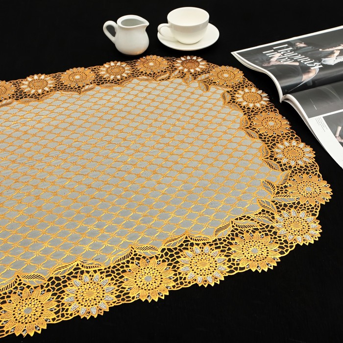 Салфетка ажурная ПВХ 100х60 см "Сетка", цвет золото