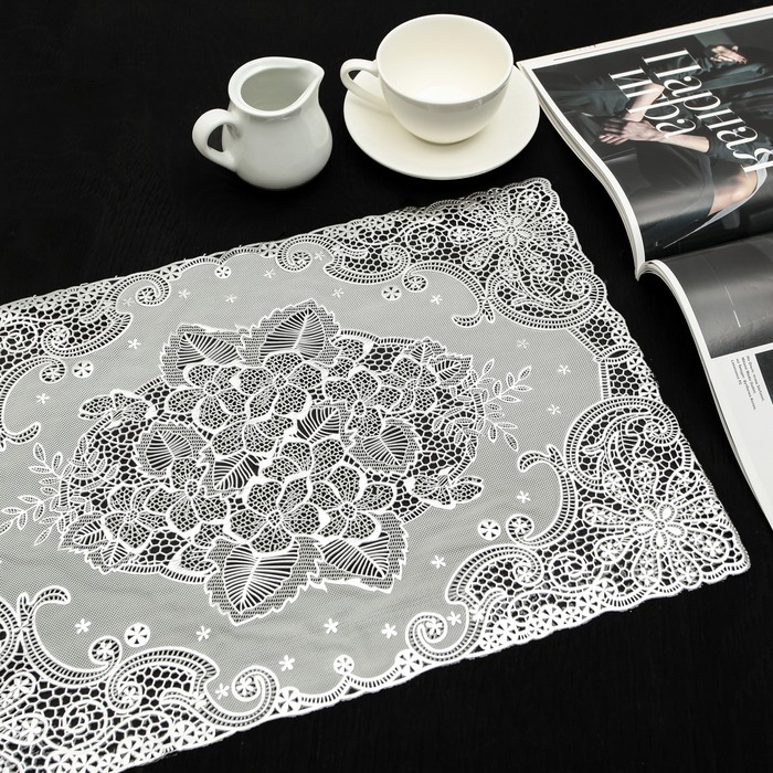 Салфетка ажурная ПВХ 45х30 см "Кружево", цвет серебро