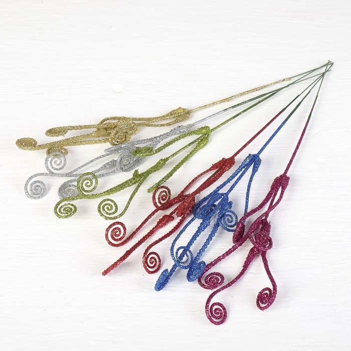 Декор блеск "Завитушки" 25 см, микс