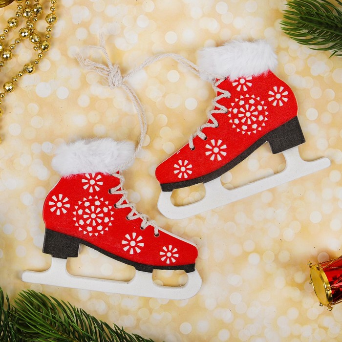 Подвеска новогодняя "Волшебные коньки", набор 2 шт., цвет красный