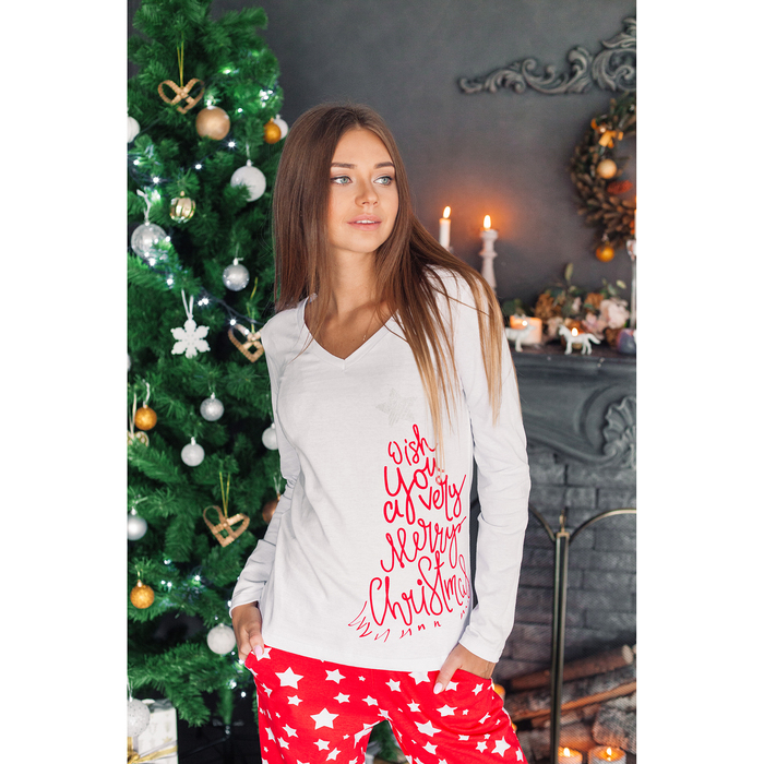 Джемпер женский KAFTAN "Christmas" бел., р-р 40-42, 100% хл