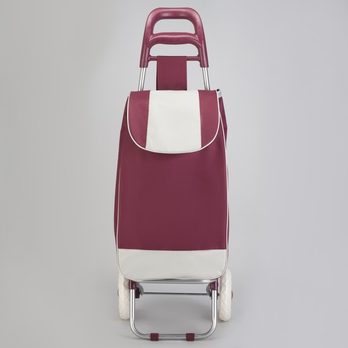 Сумка хозяйственная на тележке 33л, полоса, цвет бордовый