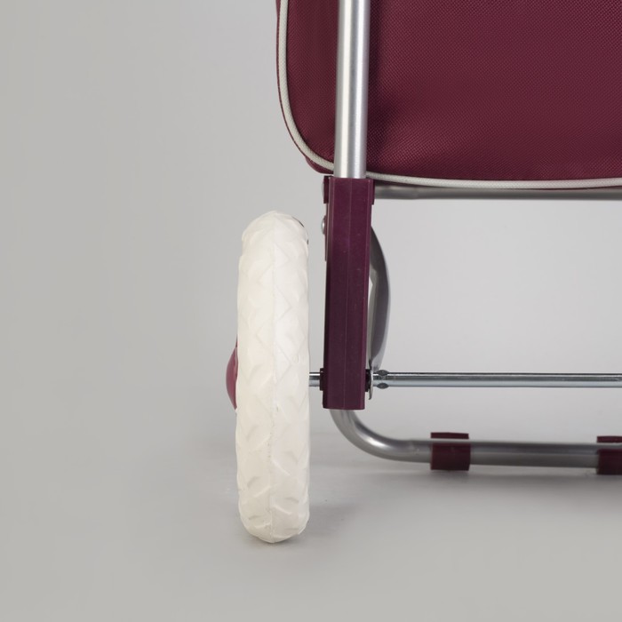 Сумка хозяйственная на тележке 33л, полоса, цвет бордовый