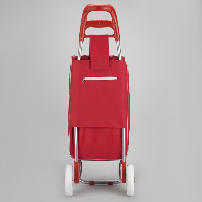 Сумка хозяйственная на тележке 33л, цвет красный/полоса