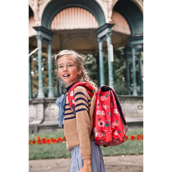 Портфель Jeune Premier 36*30,5*13 дев "Цветы с Бабочкой" красный Itd18109