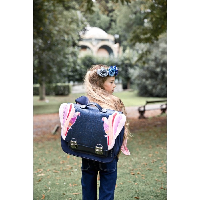 Портфель Jeune Premier 36*30,5*13 дев "Птица" тёмно-синий Itd18119