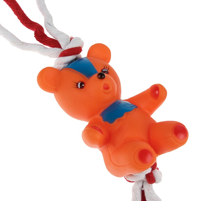 Игрушка для собак "Мишка на канате" (медведь 9,5 см), микс цветов