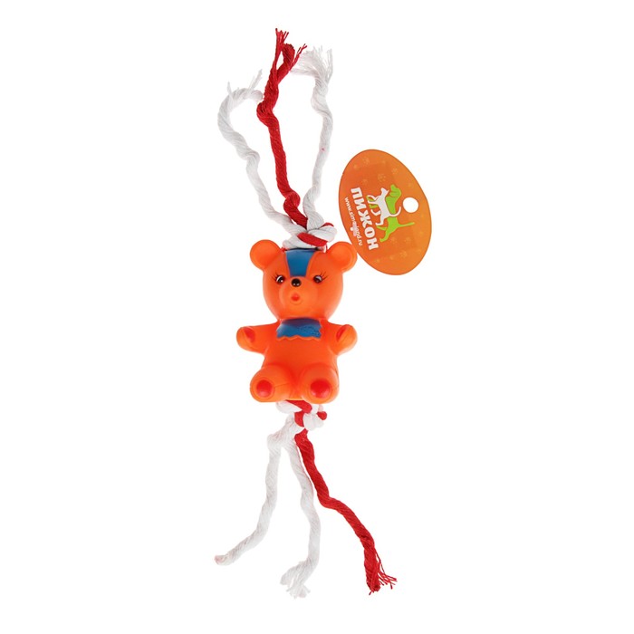 Игрушка для собак "Мишка на канате" (медведь 9,5 см), микс цветов