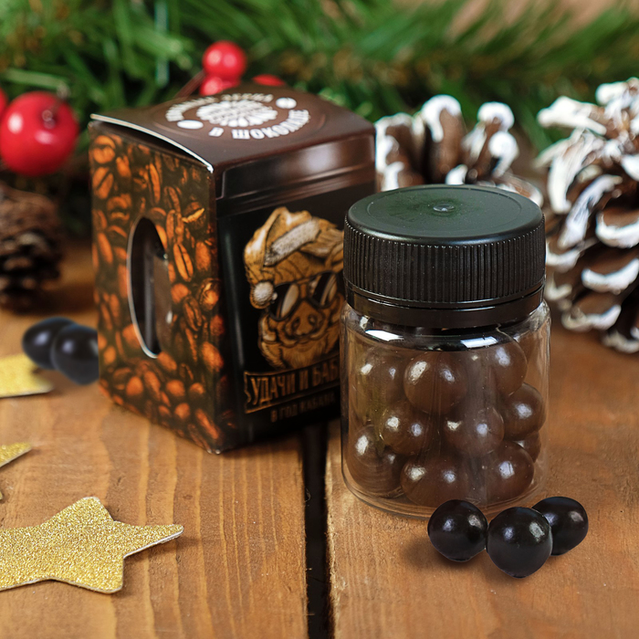Кофейные зерна в шоколаде в банке "Удачи и бабла", 30 г
