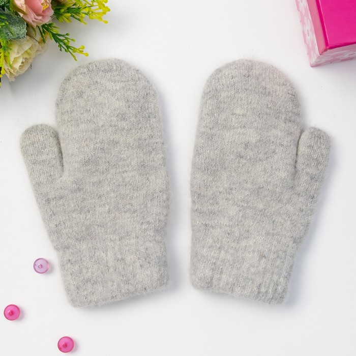Варежки детские MINAKU "Модница", размер 18, цвет серый