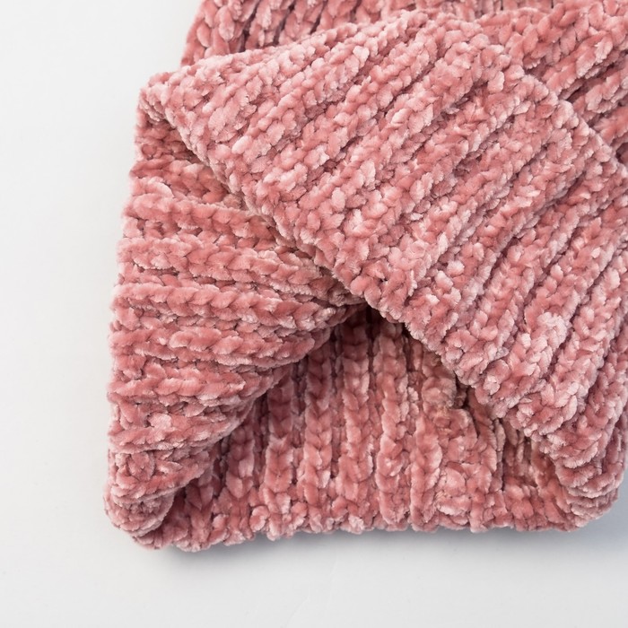 Шапка женская MINAKU "Велюр", размер 54-56, цвет пудра