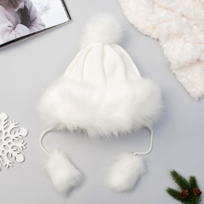 Шапка женская MINAKU "Анника", размер 54-56, цвет белый