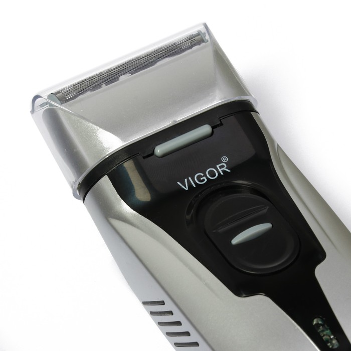 Электробритва Vigor HX-6440, АКБ, 1 бритвенная головка, чёрная/ серебро