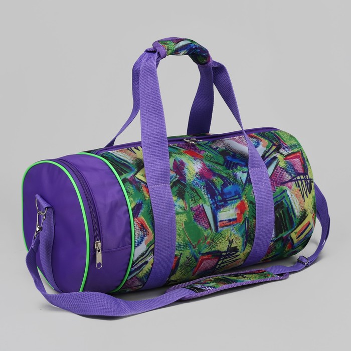 Сумка спортивная "Абстракция", 1 отдел, наружный карман, ремень, цвет сиреневый