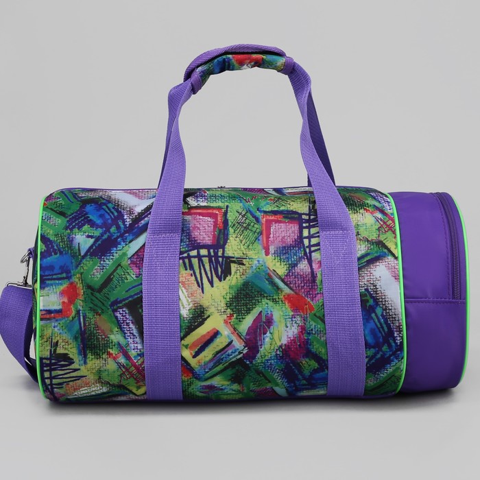 Сумка спортивная "Абстракция", 1 отдел, наружный карман, ремень, цвет сиреневый