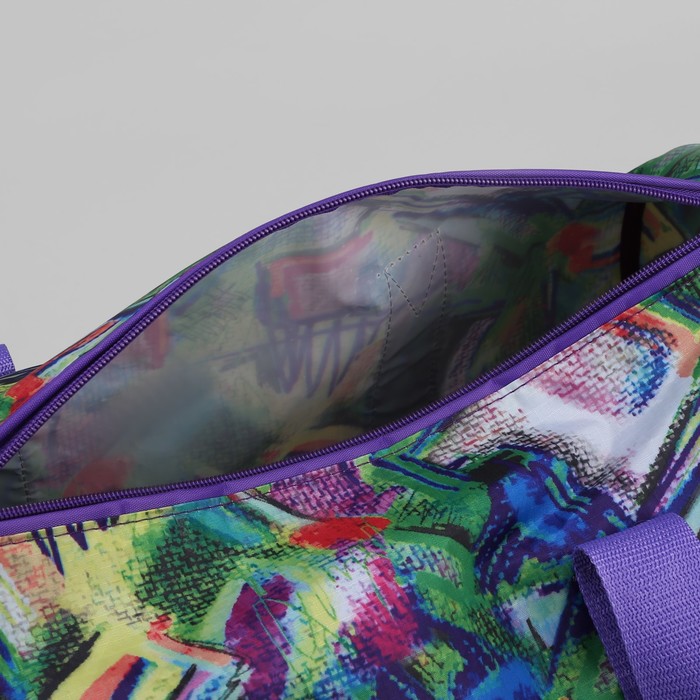 Сумка спортивная "Абстракция", 1 отдел, наружный карман, ремень, цвет сиреневый