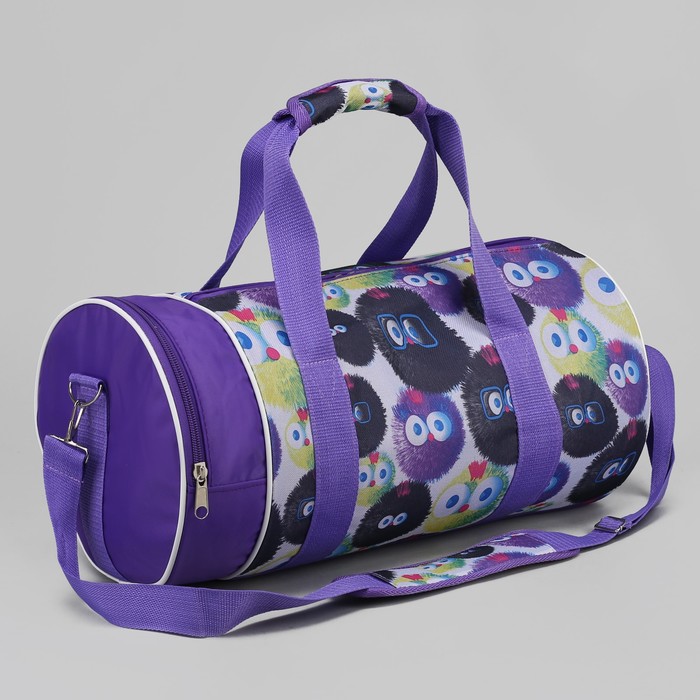 Сумка спортивная "Ёжики", 1 отдел, наружный карман, ремень, цвет сиреневый