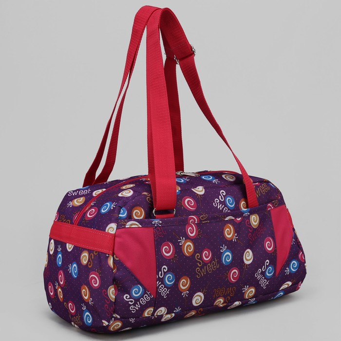 Сумка спортивная "Леденцы", 1 отдел на молнии, наружный карман, цвет сиреневый