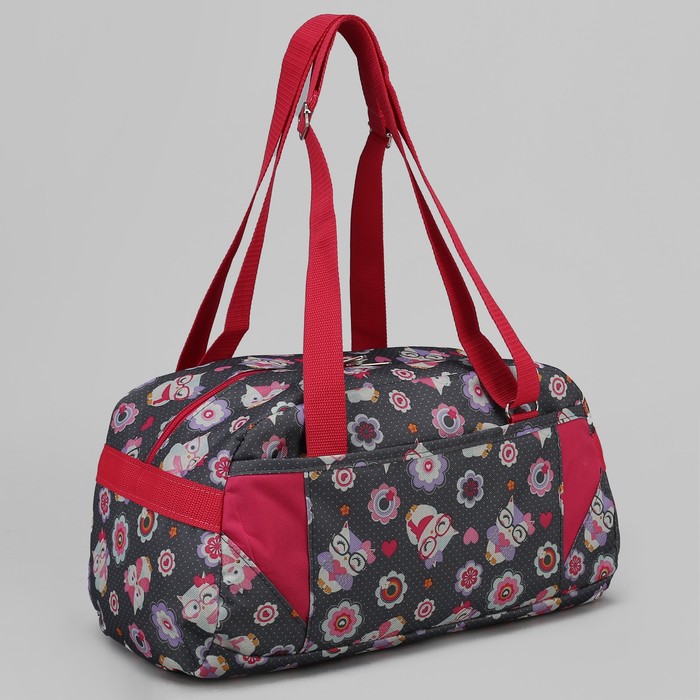 Сумка спортивная "Совы в очках", 1 отдел на молнии, наружный карман, цвет серый