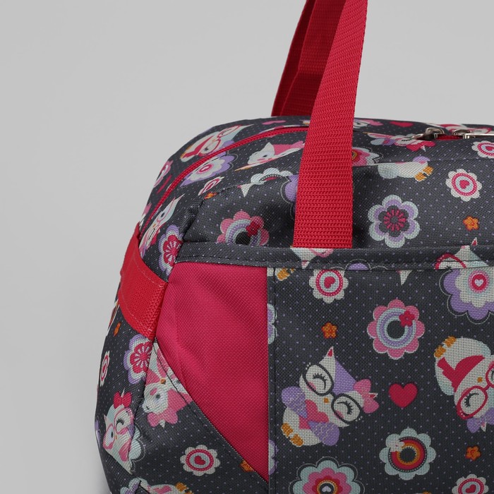 Сумка спортивная "Совы в очках", 1 отдел на молнии, наружный карман, цвет серый